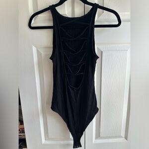 Abercrombie & Fitch Black Ribbed Bodysuit Sleeveless Open Back Casual Top